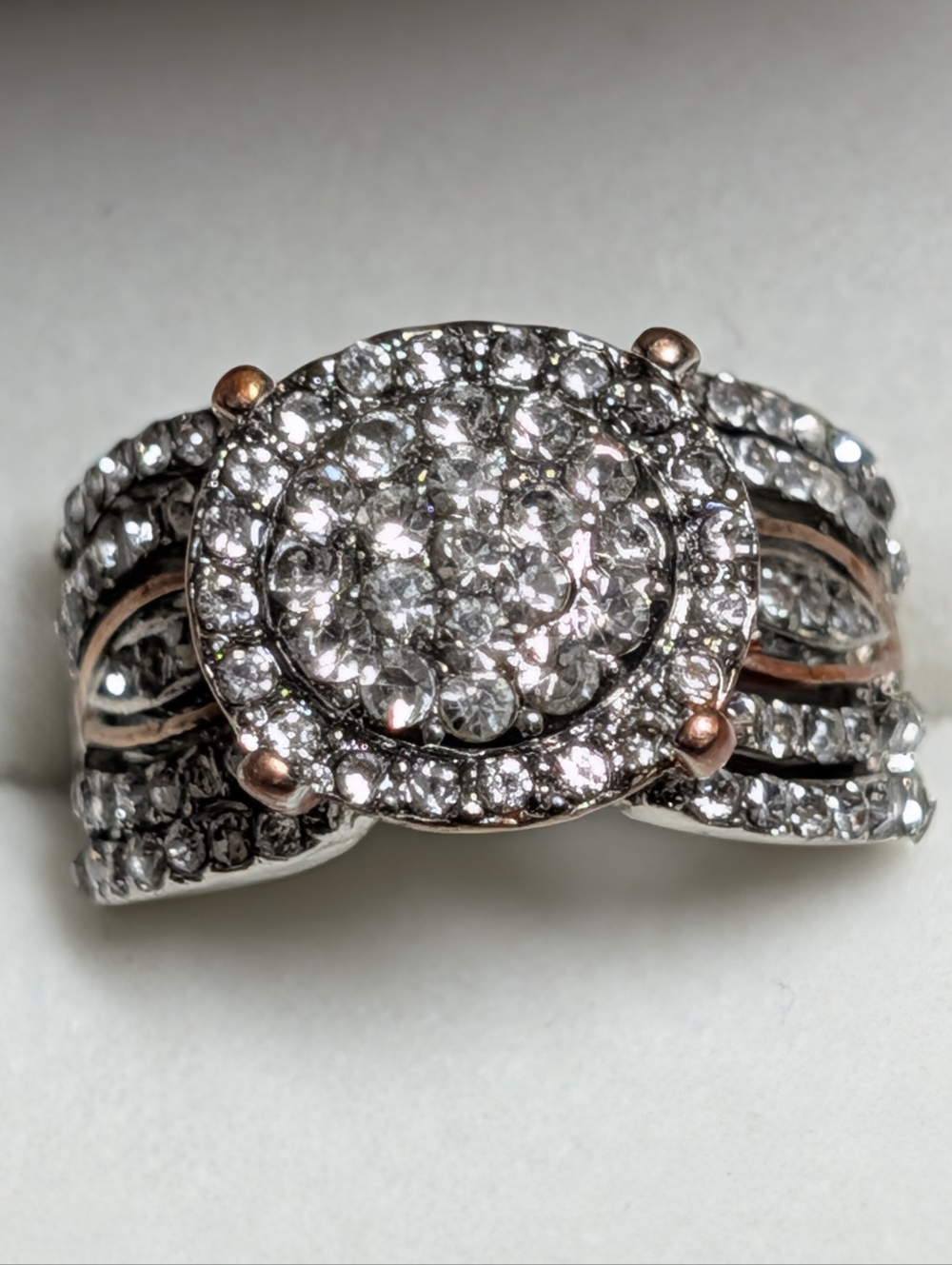 Gorgeous Pave Silver & Rose Gold Ring